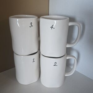 Rae Dunn Numbered White Ceramic Mug Set